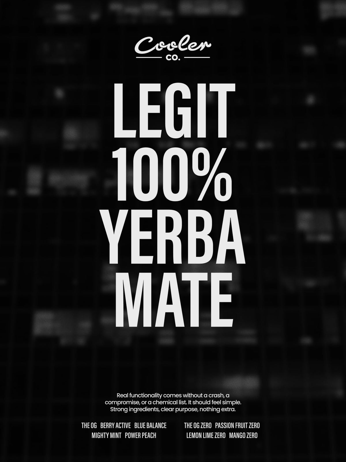 COOLER CO. YERBA MATE | Organic Caffeine | Sugar-Free THE OG Unsweet (12PK)