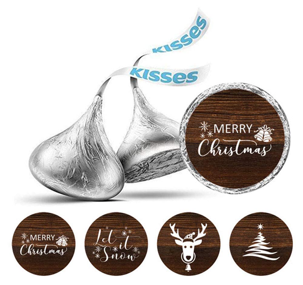 Darling Souvenir 190 Pieces Brown Christmas Party Chocolate Drop Labels - Self-Adhesive Mini Candy Wrappers for Merry Xmas Favors & Decorations, DIY