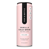 Pop & Bottle Vanilla Oat Milk Lattes - Cold Brew, Sustainably Sourced Marine Collagen, MCT Oil, Organic, Dairy Free, Gluten Free, Lightly Sweetened