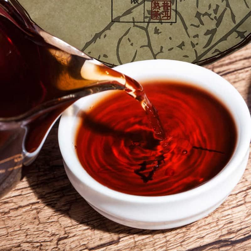 Jin ZHen Ripe Puerh Tea Cake 12.59 oz Shu Puer Aged Fermented Puerh Pu erh Black Tea for Daily Drink and Gift