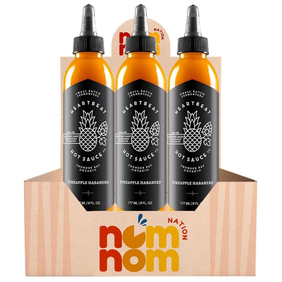 Heartbeat Hot Sauce Pineapple Habanero - (Pack of 3, 6oz ) Bottles - Habanero Hot Sauce for Cooking and Dipping - Hot Ones Hot Sauce Inspired Flavor