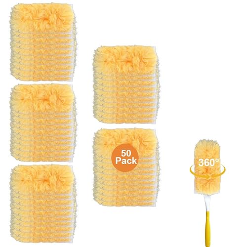 50 Pack Disposable Duster Refills, Compatible with Most Standard Duster Handles, Dusters Refill Kit for Cleaning Dusting Furniture Blind Ceiling FA