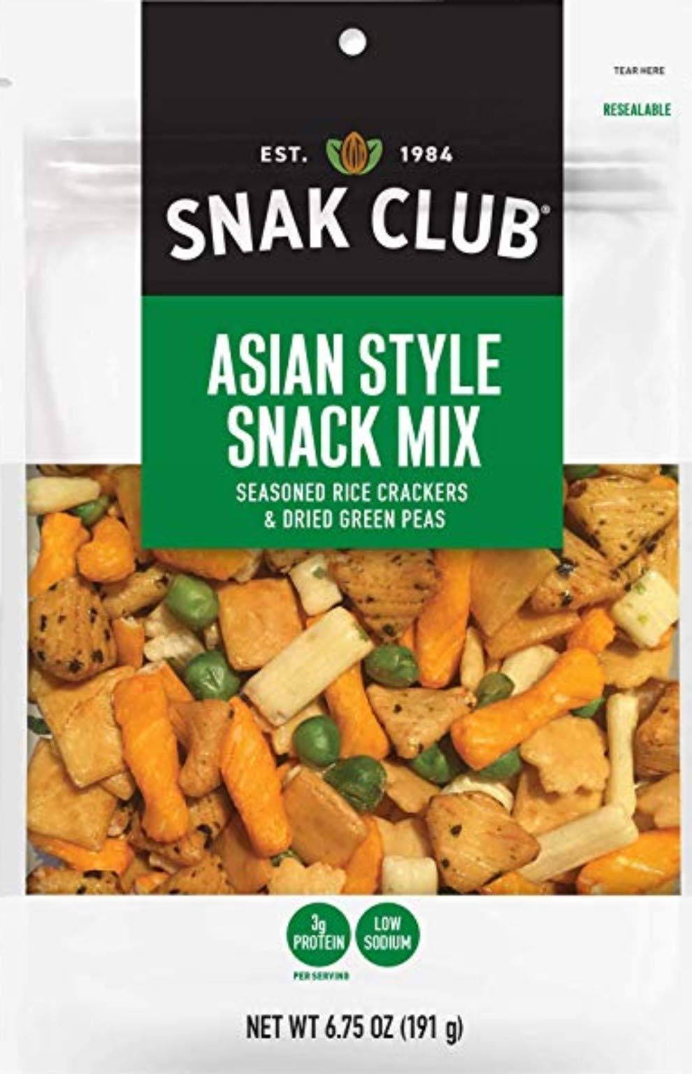 Snak Club Asian Style Snack Mix, Non-GMO, Resealable 6.75-Ounce Bag