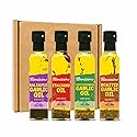 Benissimo Herb Infused Cooking Oil Chef Pack - 4 Artisan Flavored Oils: Italiano, Roasted Garlic, Mediterranean Garlic & Balsamic Garlic - Gourmet Cooking Oil Gift Set, All Natural, 8.1 fl oz Each