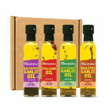 Benissimo Herb Infused Cooking Oil Chef Pack - 4 Artisan Flavored Oils: Italiano, Roasted Garlic, Mediterranean Garlic & Balsamic Garlic - Gourmet Cooking Oil Gift Set, All Natural, 8.1 fl oz Each