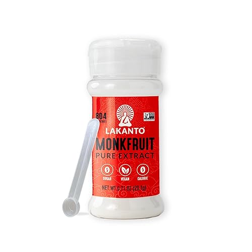 Lakanto Pure Monk Fruit Sweetener Extract Powder - Erythritol Free, High Purity MV50, Mogroside 50, Great for Coffee, Tea, Smoothies, Desserts, Jams