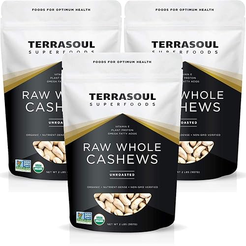 Terrasoul Superfoods Organic Raw Cashews, 6 Lbs (Pack of 3), Premium Quality for Snacking, Baking, and Culinary Creations