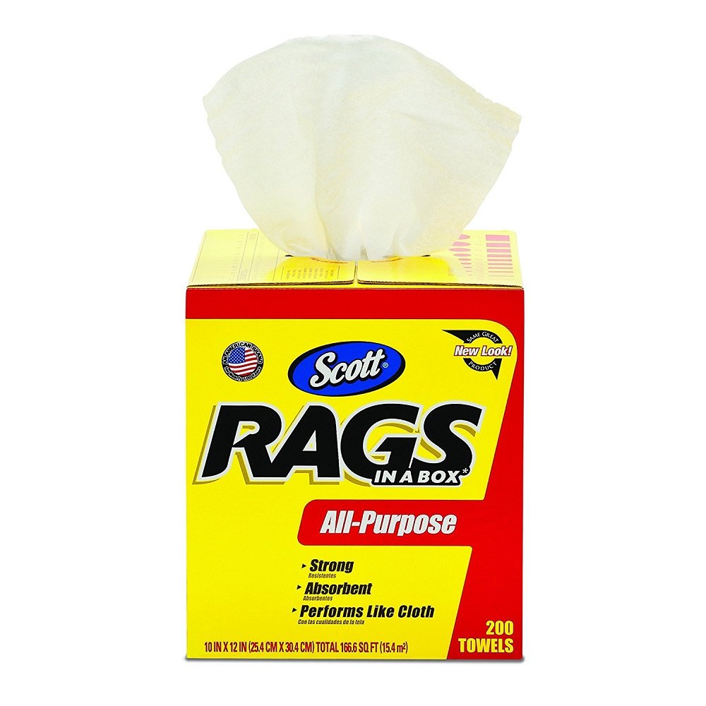 Kimberly-Clark Scott BEhWDk 75260 Rags in a Box, White, All-Purpose, 200 Towels (3 Pack)