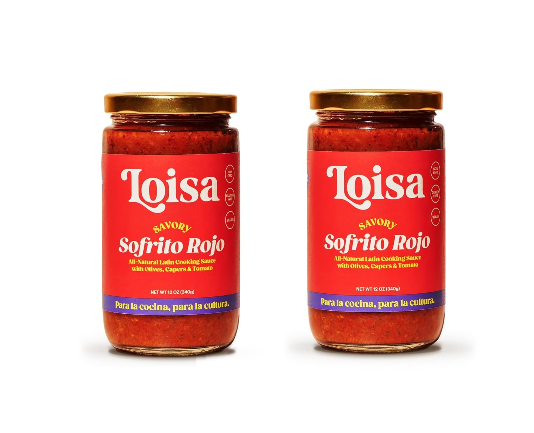 Loisa Cooking Sauce, Non-GMO, No-MSG, No Preservatives, No Artificial Coloring, No Artificial Flavors, Vegan, Pure Latin Flavor (Sofrito Rojo Two