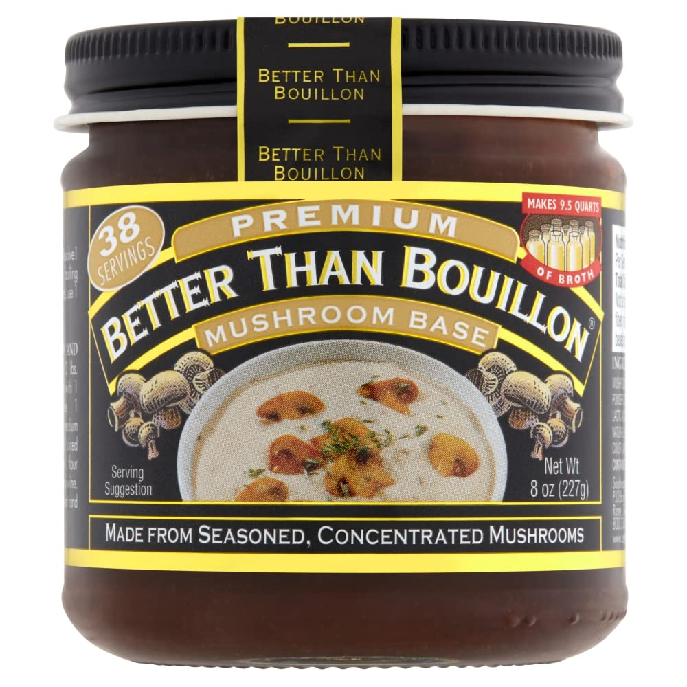 Better Than Bouillon Premium Mushroom Base, Made from Seasoned & Concentrated Mushrooms, Makes 9.5 Quarts of Broth, 38 Servings 8 Ounce (Pack of 4)