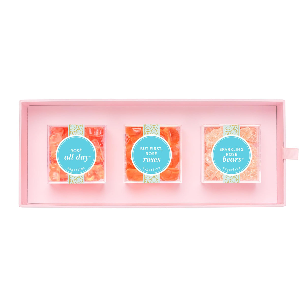 Sugarfina Rosé All Day 3 Piece Candy Bento Box | Rosè All Day Bears, But First, Rosé Roses, Sparkling Rosé Bears