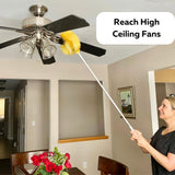 Evelots Ceiling Fan Blade Brush Cleaner - Long Extension Pole - Brush Both Sides at the Same Time - Scratch Resistant Microfiber Feather Cobweb Duster