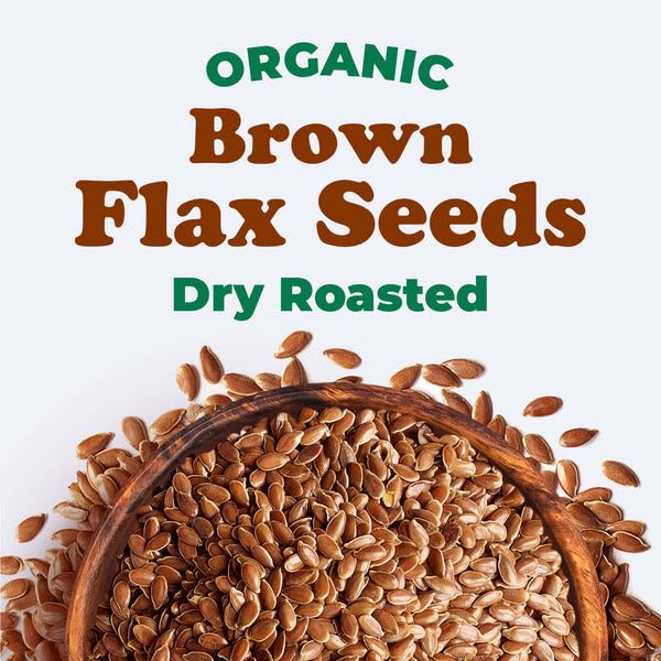 Food to Live Organic Dry Roasted Whole Brown Flax Seeds, 1 Pound - Oven Toasted, Non-GMO, Great for Smoothies, Salads, Granola and Baking. Vegan