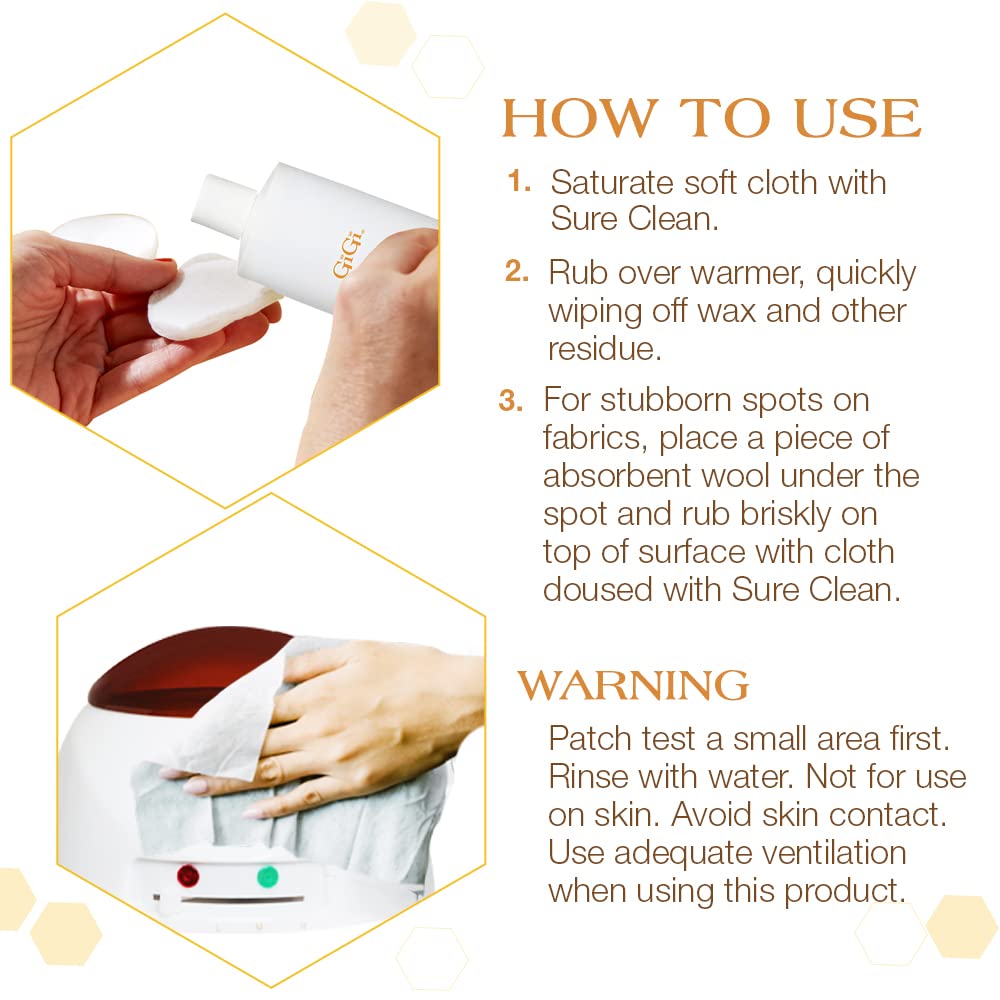 GIGI Sure Clean Wax Residue Remover, All-Purpose Surface Cleaner for Warmers, Salon & Spa Equipment, Removes Build-Up, 16 fl oz
