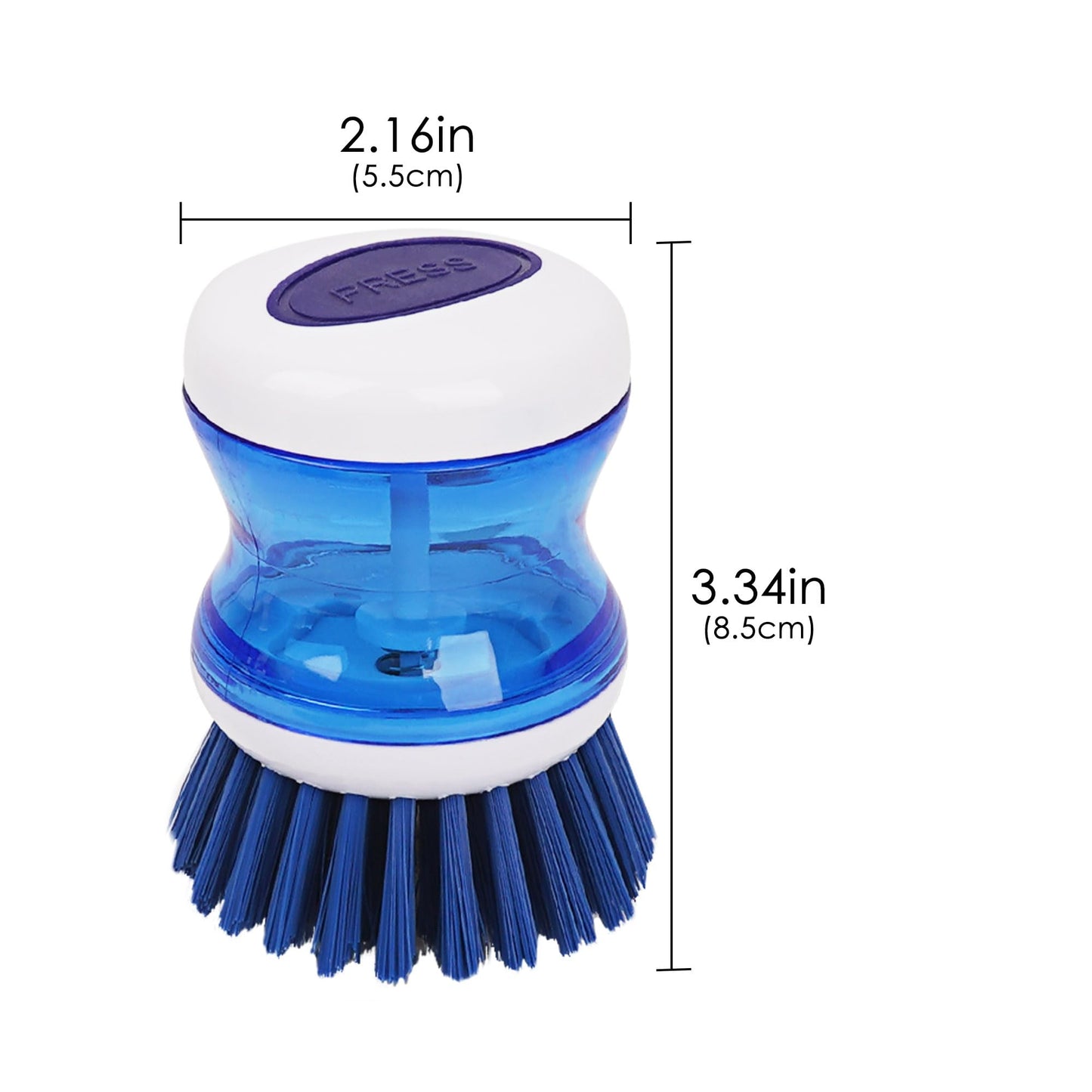 JANKOW Dish Scrubber with Soap Dispenser, 3 Pack Soap Dispensing Palm Brush for Kitchen Sink Pot Pan, Color Coded Dishwashing Scrub Brush Set (Gray