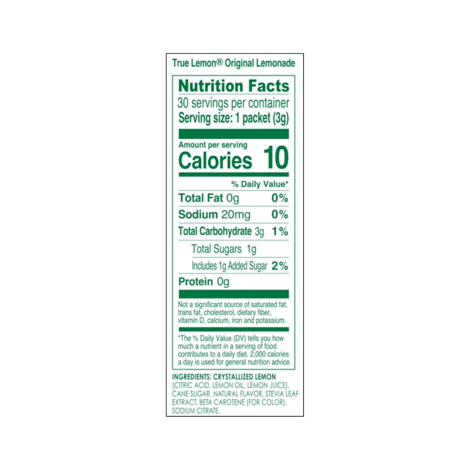 TRUE LEMON Original Lemonade Drink Mix| Made from Real Lemon | No Preservatives, No Artificial Sweeteners, Gluten Free | Water Flavor Packets & Water