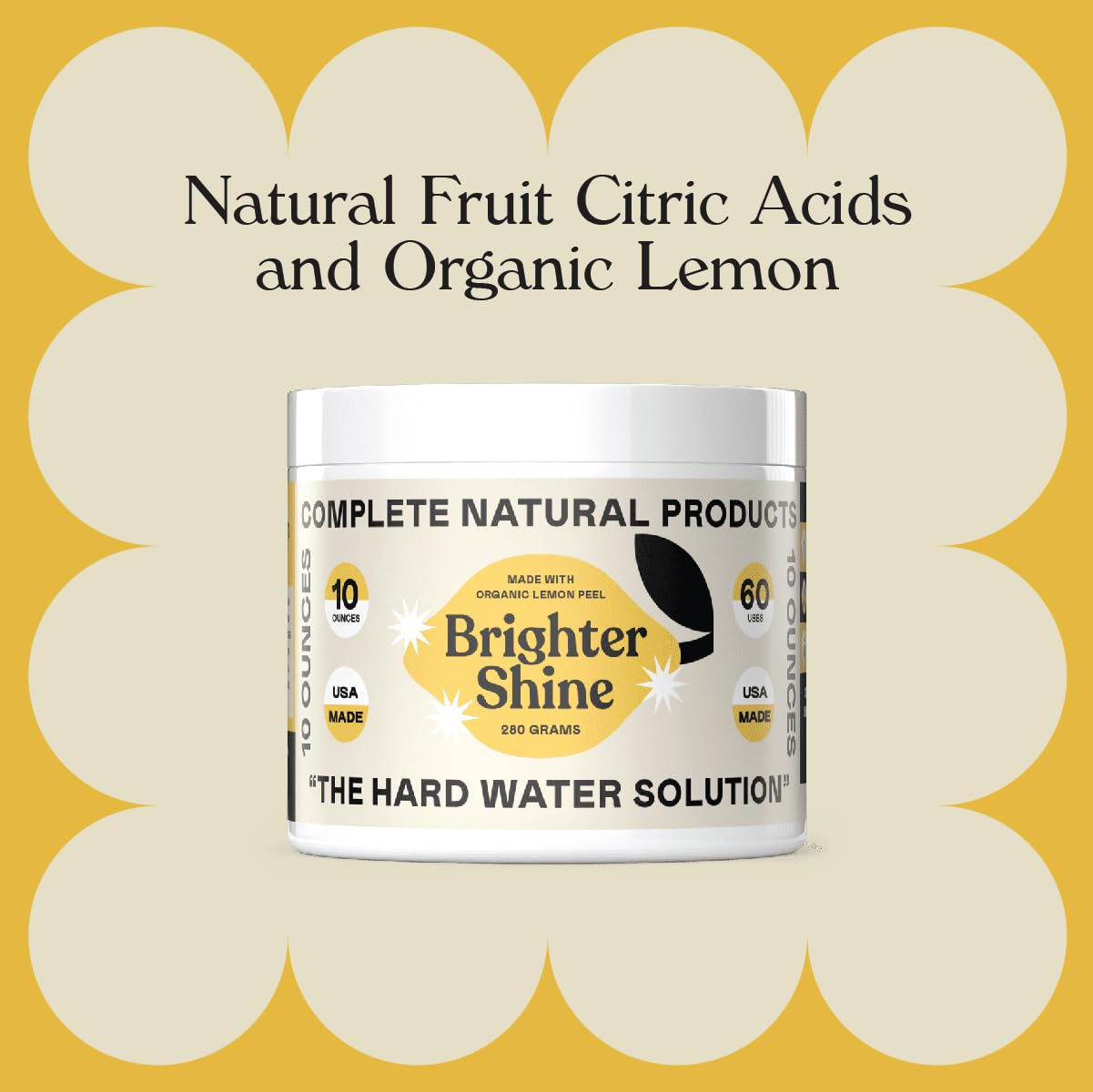 Brighter Shine Dish Washer Cleaner Powder - 60 Uses All-Natural Lemon Citric Acid Dishwasher Cleaner Additive, Hard Water Spot Remover, Odor