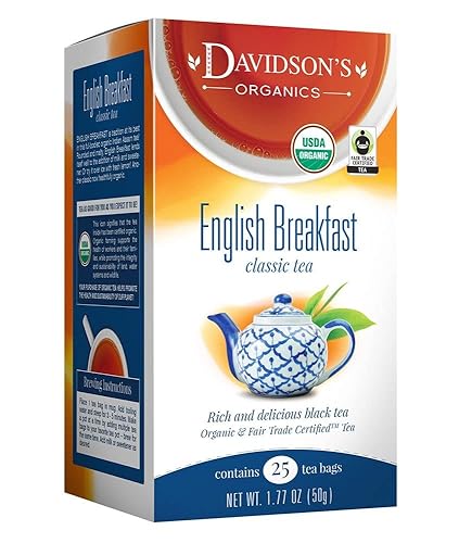 Davidson's Organics, English Breakfast, 25-count Tea Bags, Pack of 6