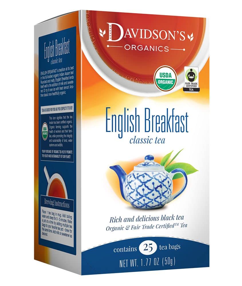 Davidson's Organics, English Breakfast, 25-count Tea Bags, Pack of 6