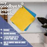 Clean Gorillas Swedish Dishcloths for Kitchen, Reusable Paper Towels, Ultra Absorbent, Eco-Friendly and Machine Washable, 5 Sheets and 3 Adhesive