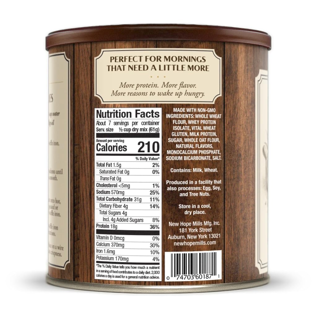 New Hope Mills Original Protein Pancake & Waffle Mix, Non-GMO, 18g Protein, Kosher, Easy Breakfast Mix, 16 oz