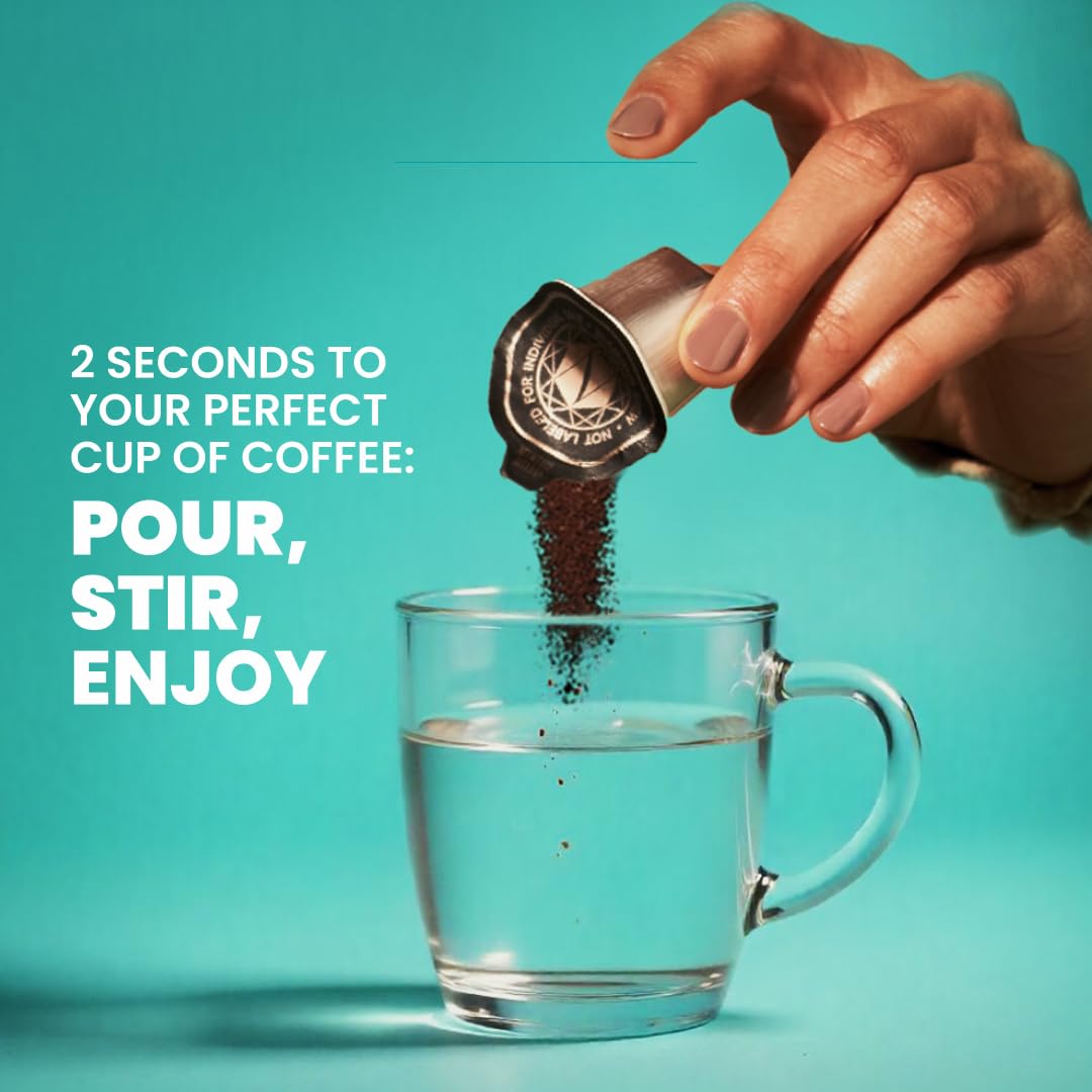 Luxury Instant Espresso - 160mg Caffeine, Hot or Iced Instant Coffees, Cold Brew Coffee, Double Shot Espresso, 12 Counts, 100% Arabica, Sugar Free, No