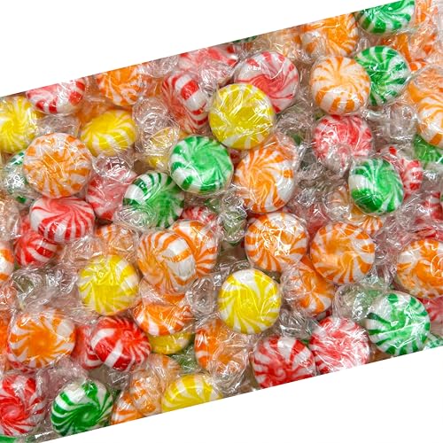 Fruit Starlights | 1 Pound Bag - 75 Count | Hard Candy Individually Wrapped | Assorted Fruit Flavored Pinwheels | Old Fashioned Candy | Orange