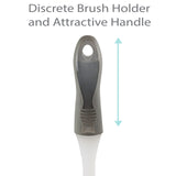 Bath Bliss Deluxe Toilet Bowl Brush and Stand | Dimensions: 5.37” Rd x 15” | 360 Brush Head | Bathroom Cleaning | Contemporary Design | Open Holder |