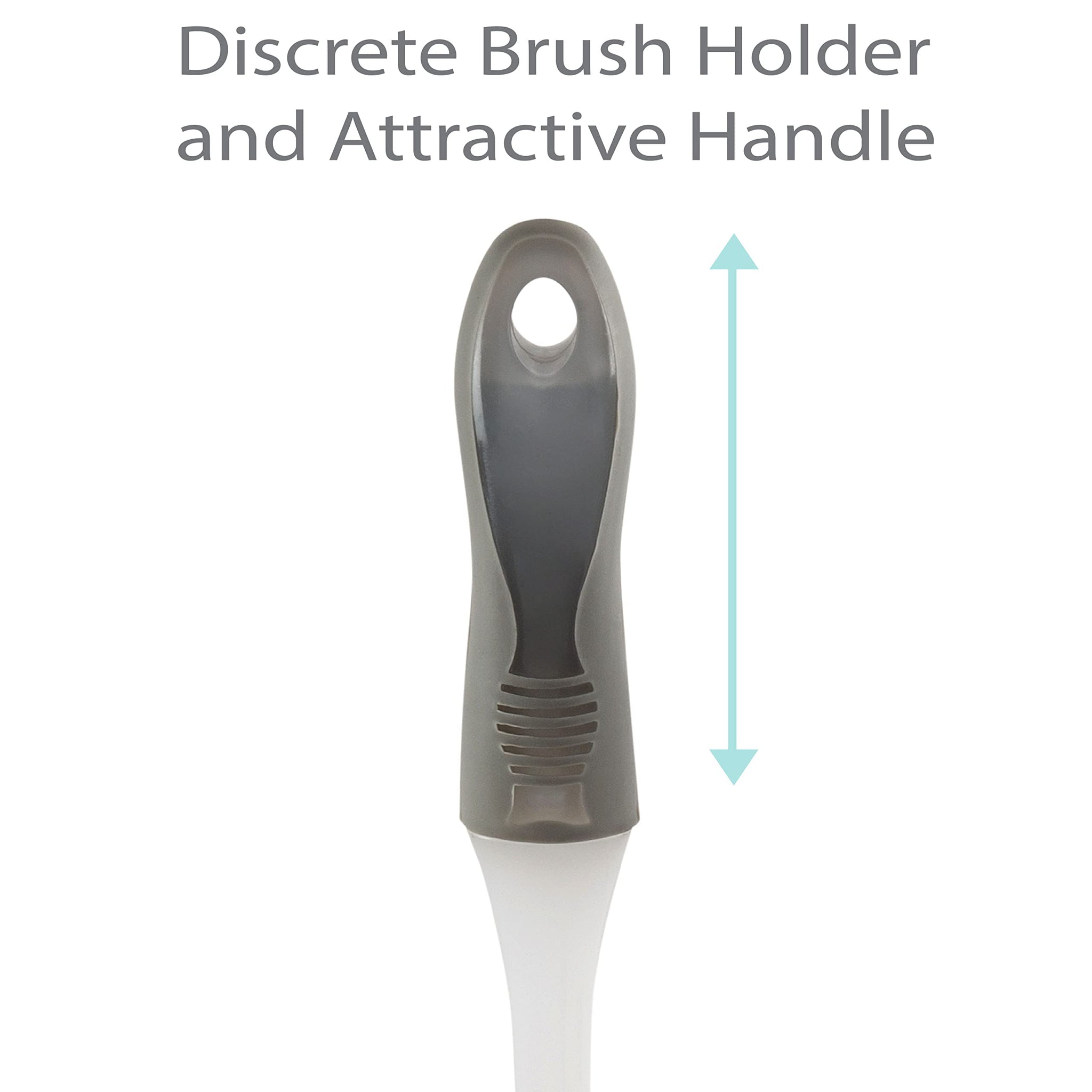 Bath Bliss Deluxe Toilet Bowl Brush and Stand | Dimensions: 5.37” Rd x 15” | 360 Brush Head | Bathroom Cleaning | Contemporary Design | Open Holder |