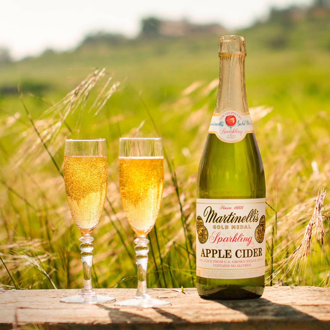 Martinelli’s Sparkling Apple Cider - Premium Non-Alcoholic Carbonated Apple Juice, 25.4 fl oz Glass Bottles, 6 Pack