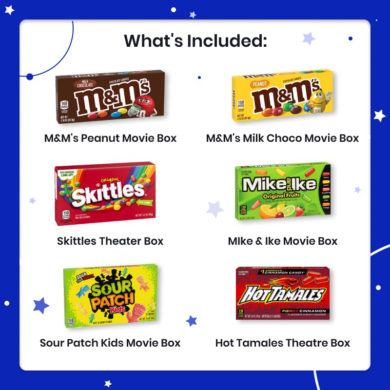 Movie Night Basket Gift Set - with Candy Variety Pack, Movie Trays, Movie Snacks & Popcorn Set - Gift Baskets For Families by Cheshire Gifts