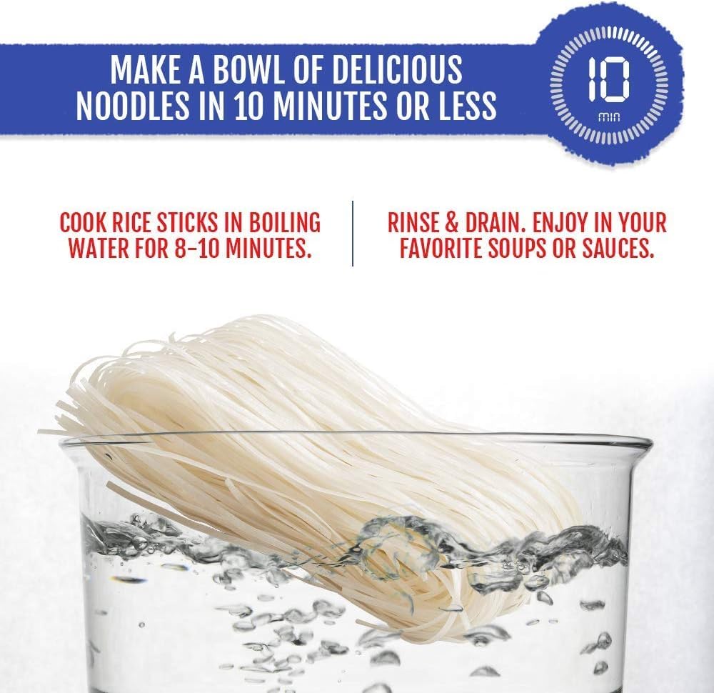 Best of Thailand Rice Noodle Sticks | Great for Traditional Thai, Vietnamese, Chinese, Japanese Stir Fry & Soups | Non-GMO, Gluten-Free, Kosher