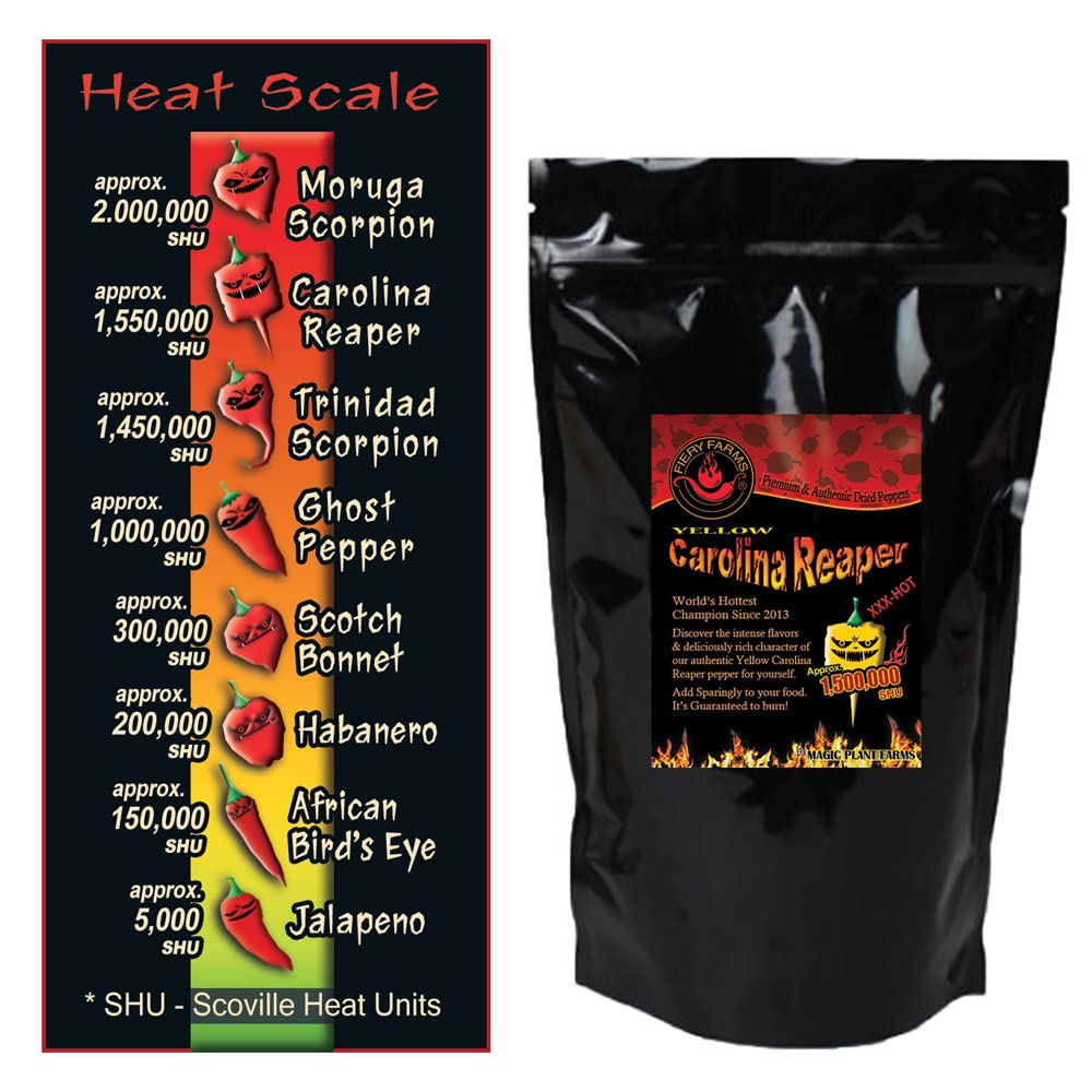 Yellow Carolina Reaper Pepper Flakes by Magic Plant - 1 Kg Bulk - Extremely Hot Rare Chili Strain 1.4M - 2.2M SHUs | Sweet Tangy Citrus Flavor |