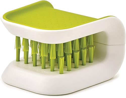 Non-Slip Blade Brush, Knife Cleaner, ABS Cutlery Cleaner, Green Double Sided Bristle Scrubber for Kitchen Chopsticks Fork Spoon Knives Washing by