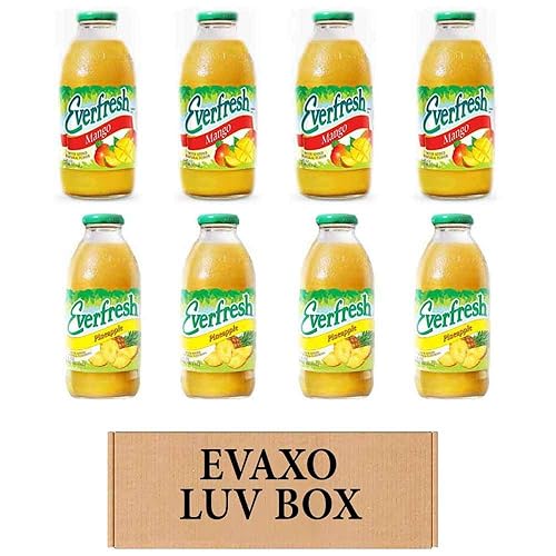Evaxo Mango, Pineapple Juice, 16 oz. Bottle, 8 Count, 2 Servings per Bottle