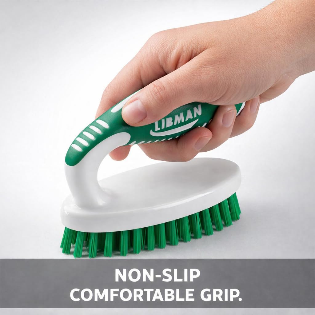 LIBMAN Small Scrub Brush - Heavy Duty Scrub Brush with Strong Stiff Bristles - 3 Pk Durable Cleaning Brushes for Cleaning Bathroom, Kitchen, Floor