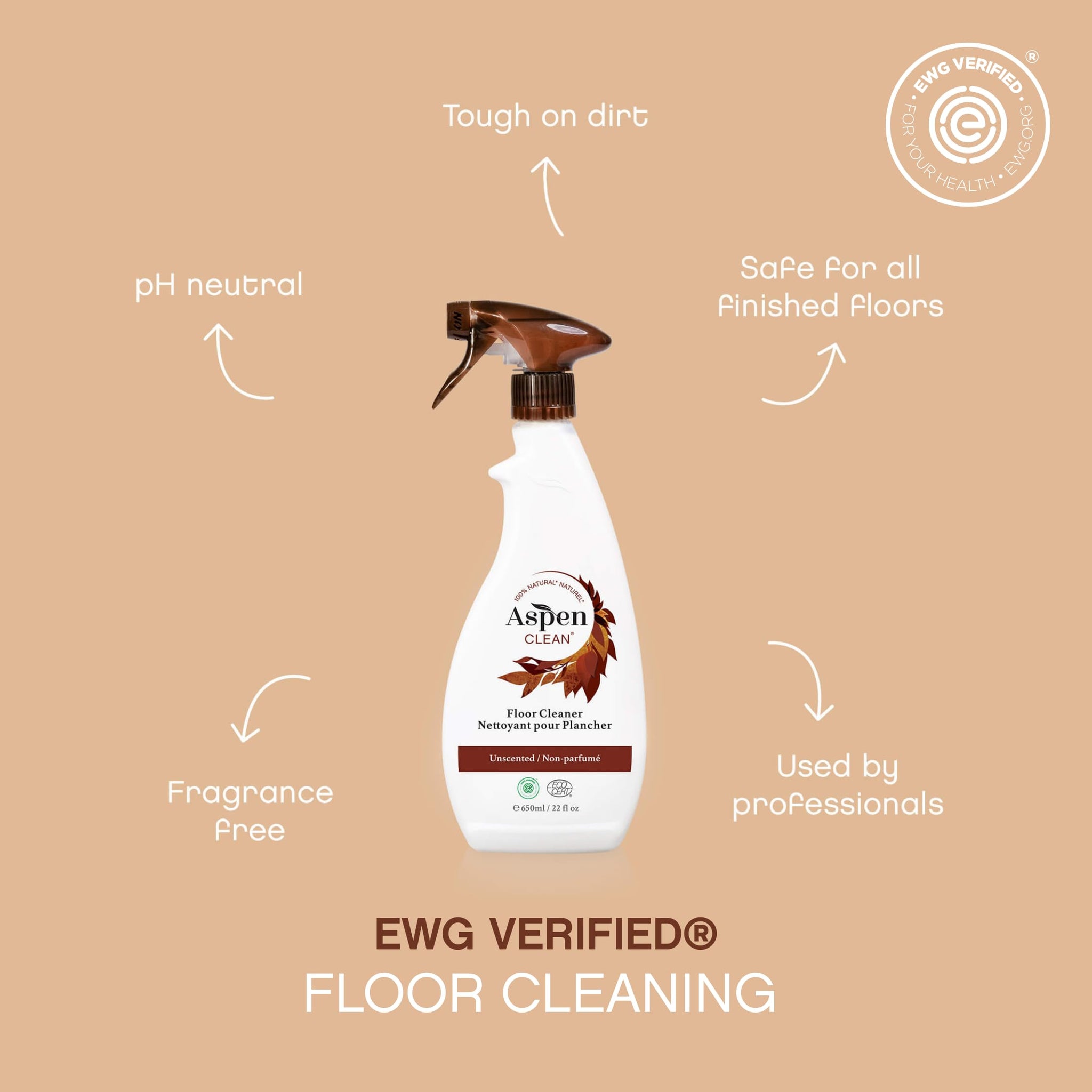 AspenClean Floor Cleaner | Eco-Friendly Spray Cleaner for Hardwood, Laminate, Stone & Ceramic | Non-Toxic | Made with Natural Ingredients | EWG