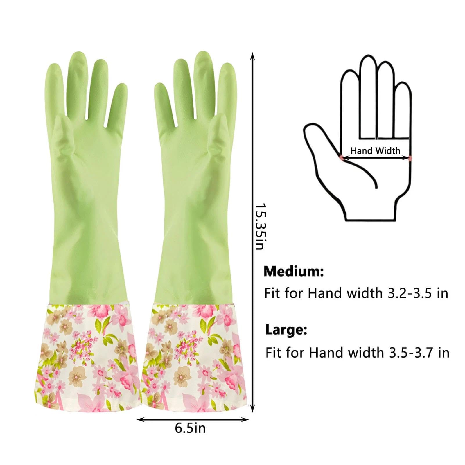 KINGFINGER Rubber Waterproof Dishwashing Gloves for Kitchen, Latex-Free Precision Flocking Household Cleaning Gloves (2 Pair, Large)