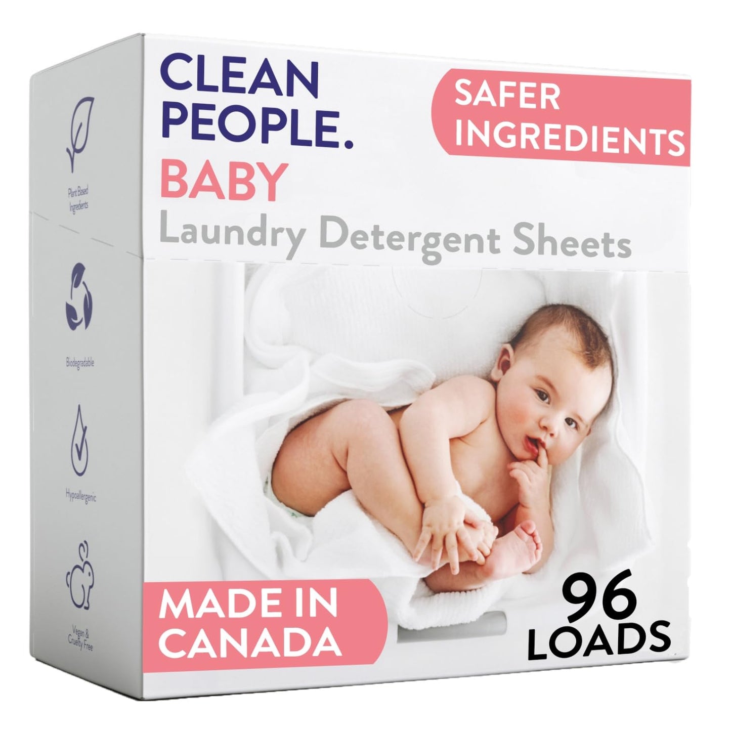 The Clean People Unscented Baby Laundry Detergent Sheets - Hypoallergenic - Ultra Concentrated, Recyclable Packaging, Fights Stains & Odors on Baby