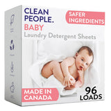 The Clean People Unscented Baby Laundry Detergent Sheets - Hypoallergenic - Ultra Concentrated, Recyclable Packaging, Fights Stains & Odors on Baby
