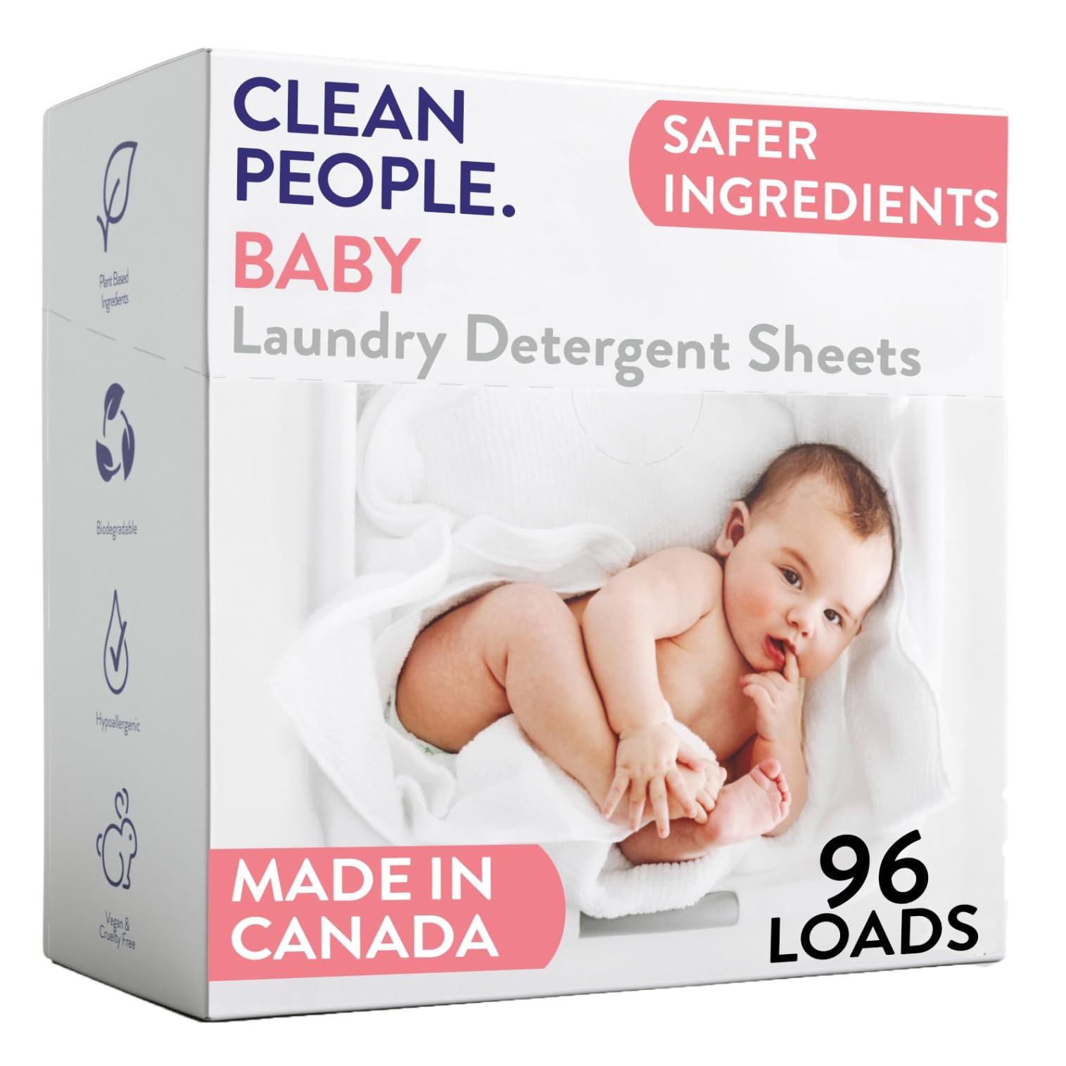 The Clean People Unscented Baby Laundry Detergent Sheets - Hypoallergenic - Ultra Concentrated, Recyclable Packaging, Fights Stains & Odors on Baby