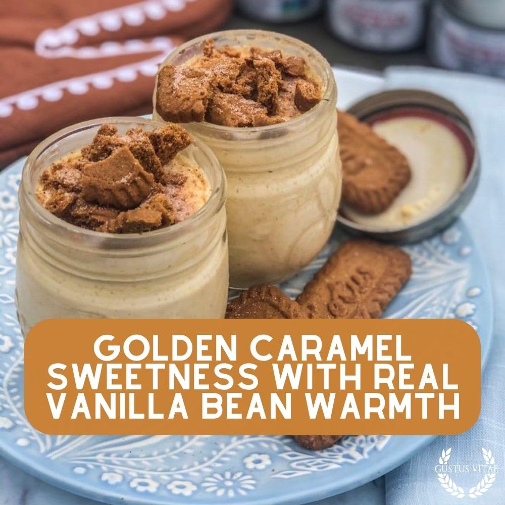 Caramel Crème Brûlée Cane Sugar | Artisanal Infused Sugar | 1:1 Replacement For Plain Sugar | All Natural, Non GMO | Gourmet Sweetener | Handmade in Small Batches | GLP-1 Friendly | Magnetic Tin | Gustus Vitae | #82