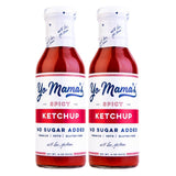 Yo Mama's Foods Keto Spicy Ketchup - Pack of (2) - No Sugar Added, Low Carb, Vegan, Gluten Free, Paleo Friendly, and Made with Whole Non-GMO Tomatoes!