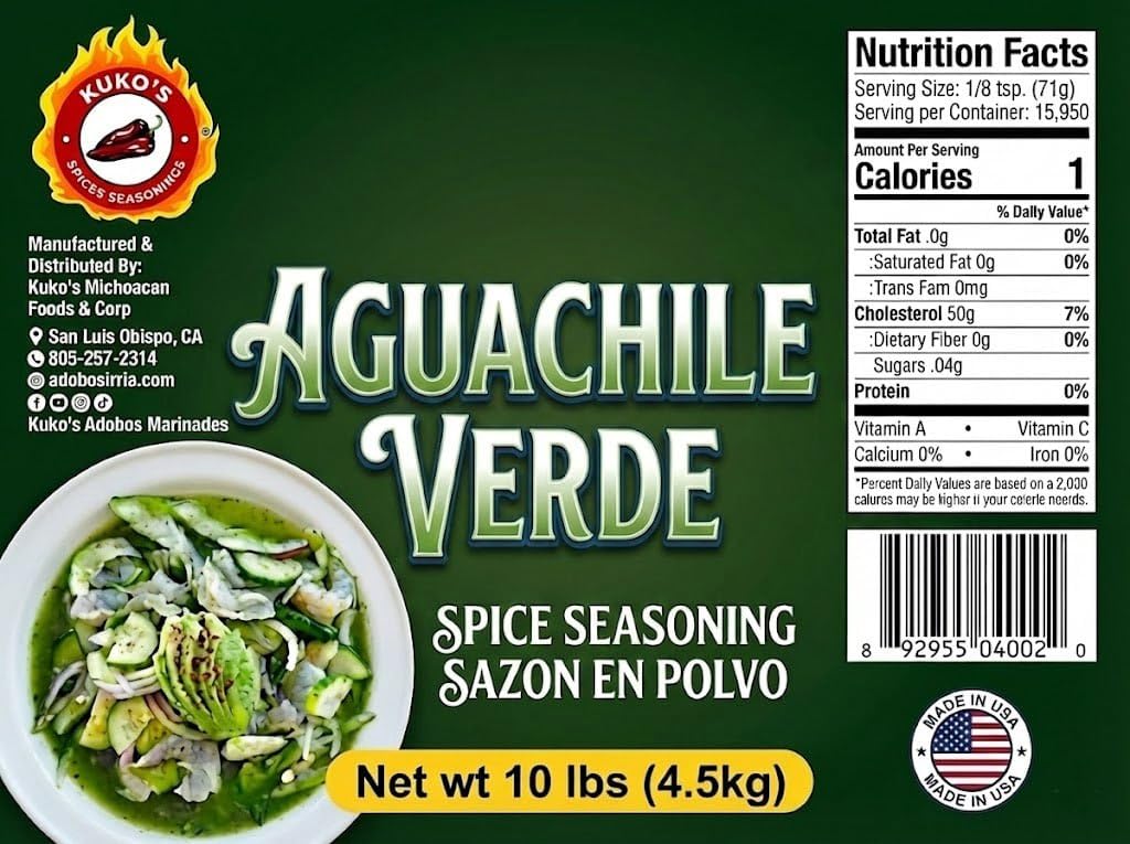 Aguachile Verde Seasoning Powder (8oz) - Authentic Mexican green Chili & Lime Spice Mix - Instant Marinade for Shrimp, Seafood, & Tostadas - Sazón