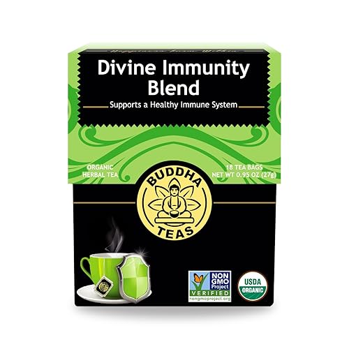 Buddha Teas - Organic Divine Immunity Blend - Herbal Tea - For Health & Wellbeing - With Antioxidants & Minerals - Clean Ingredients - Caffeine Free