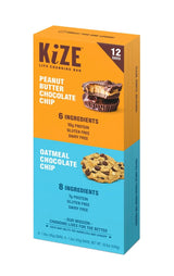 Protein Snack Bar Variety Pack, Oatmeal Chocolate Chip & Peanut Butter Chocolate Chip, Gluten Free Energy Bars, High Protein Grab-and-Go Snacks, 12