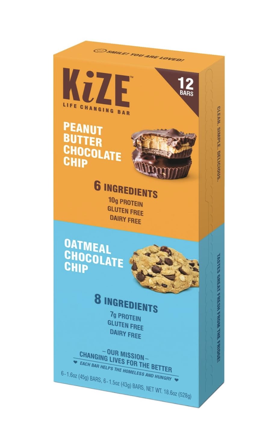 Protein Snack Bar Variety Pack, Oatmeal Chocolate Chip & Peanut Butter Chocolate Chip, Gluten Free Energy Bars, High Protein Grab-and-Go Snacks, 12