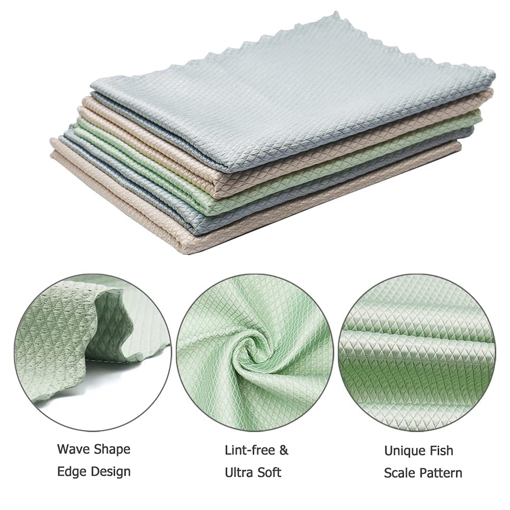 Amersis 5pack Nanoscale Cleaning Cloth, Easy Clean Cloth, Microfiber Cleaning Cloth, Nanoscale Streak-Free Cleaning Cloths Reusable Lint Free Cloth