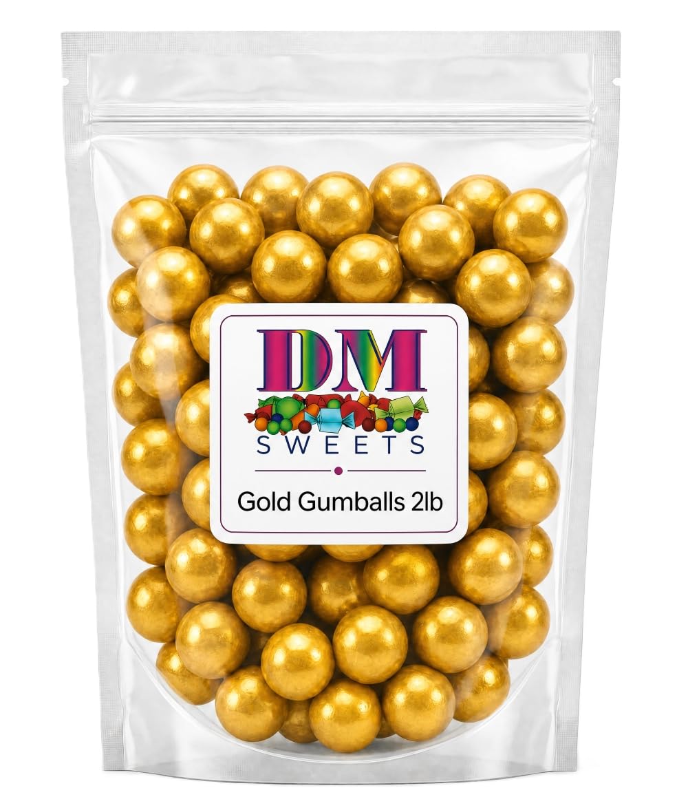 Gold Gumballs - 2 lbs of 1" Tutti Frutti Shimmer Gumballs Party Candy, Candy Buffet, Weddings, Events, Decorations, Piñata Filler