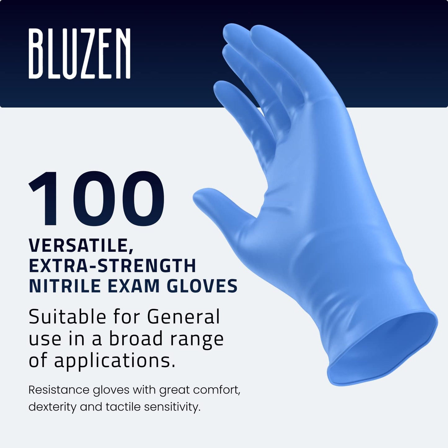 BLUZEN Blue Extra Strength Disposable Nitrile Gloves XLarge - Food and Medical Grade Disposable Gloves - Rubber and Latex Free Gloves - For Surgical